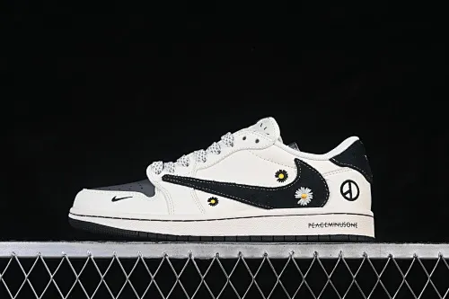 All Categories Air Jordan Jordan Series Basketball Shoes Air Jordan 1 Low High-end Customized Low-top Shoes Travis Scott x Fragment Design x Air Jordan 1 Low OG SP AJ1 Joe 1 Joint Daisy Beige Black Low-top Cultural Casual Shoes QW5088-207